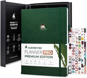 Clever Fox Planner Pro Premium Edition–  for Productivity & Reaching Goals, Undated, A4 Hardcover Forest Green